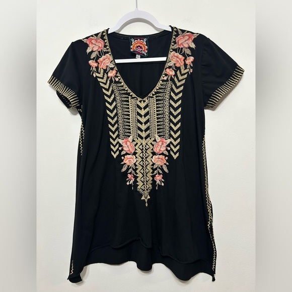 Johnny Was Rianne Embroidered Boho Drape Shirt - Picture 5 of 13